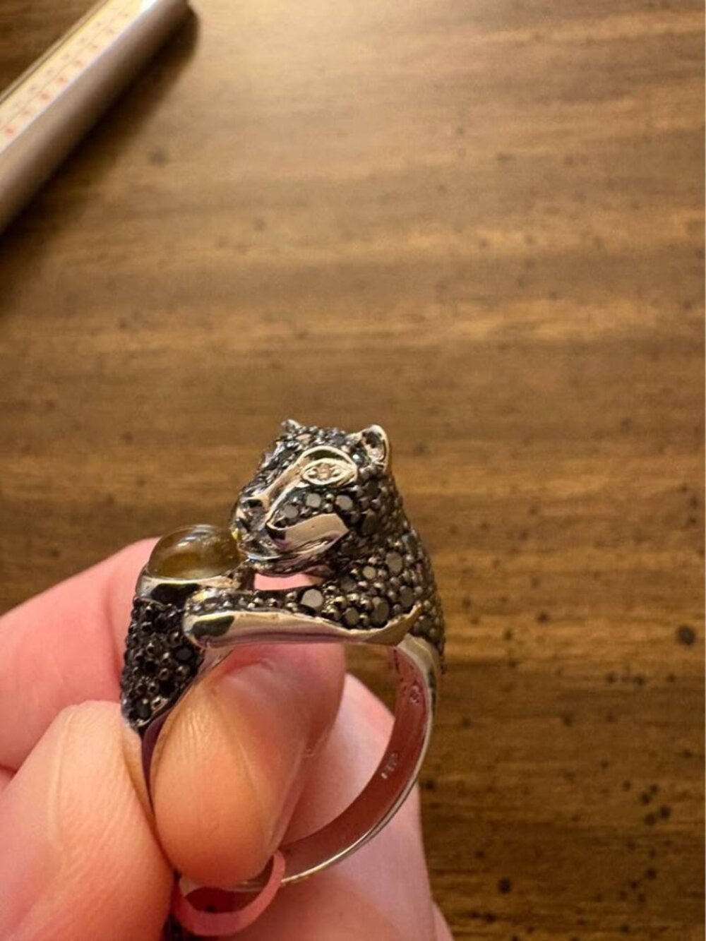 Sterling Silver 2.00 CTTW Natural Diamond Panther Ring Size 7